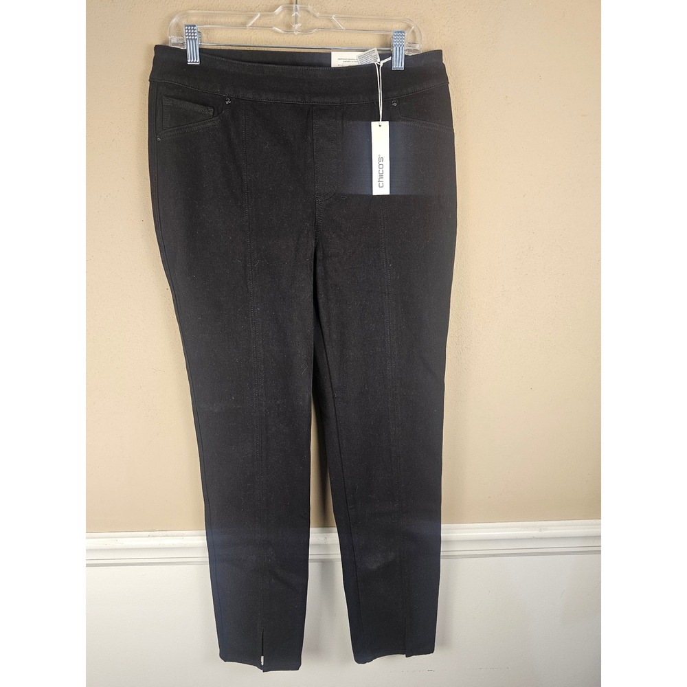 NWT Chico's Womens Black Pull On Leggings Jeans 1.5 Regular 10
